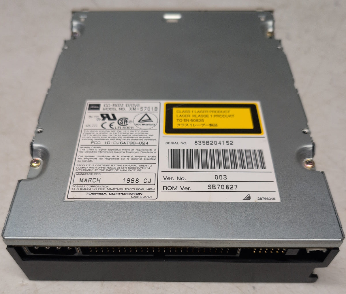 TOSHIBA XM-5701B 12X 5.25" 50 PIN SCSI INTERNAL CD-ROM 591426-B0 3702816-02