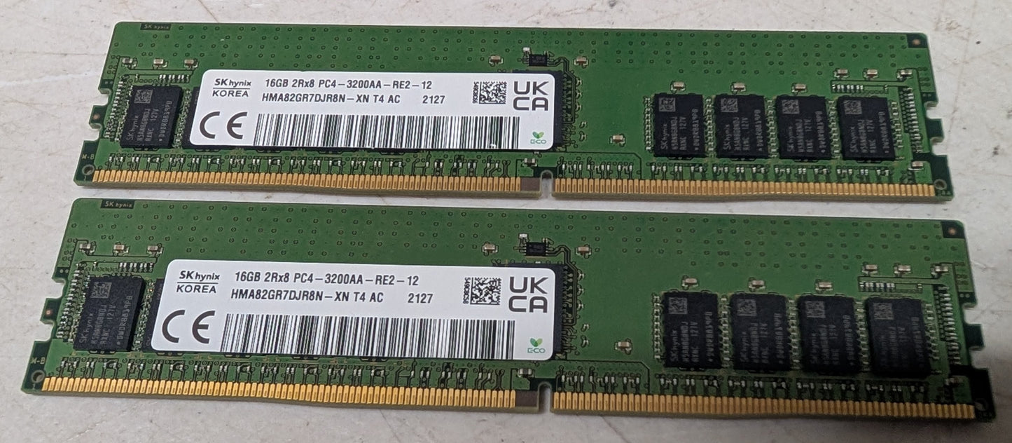 Hynix 32GB Kit 2x 16GB 2Rx8 PC4-3200 RDIMM DDR4 ECC REG Server Memory